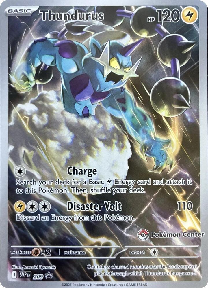 Pokemon TCG! Thundurus 2025 SVP Black Star Promo #209 Pokemon Center