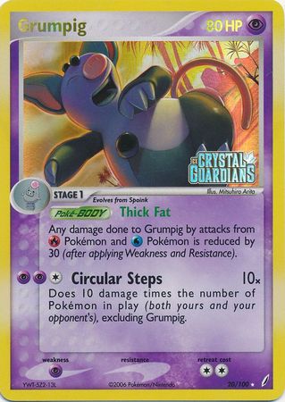 Pokemon TCG! Grumpig 2006 EX Crystal Guardians #20/100 Reverse Holo
