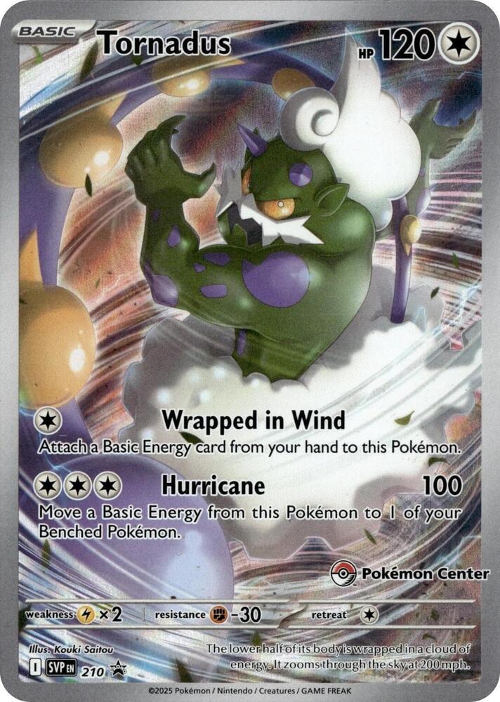 Pokemon TCG! Tornadus 2025 SVP Black Star Promo #210 Pokemon Center