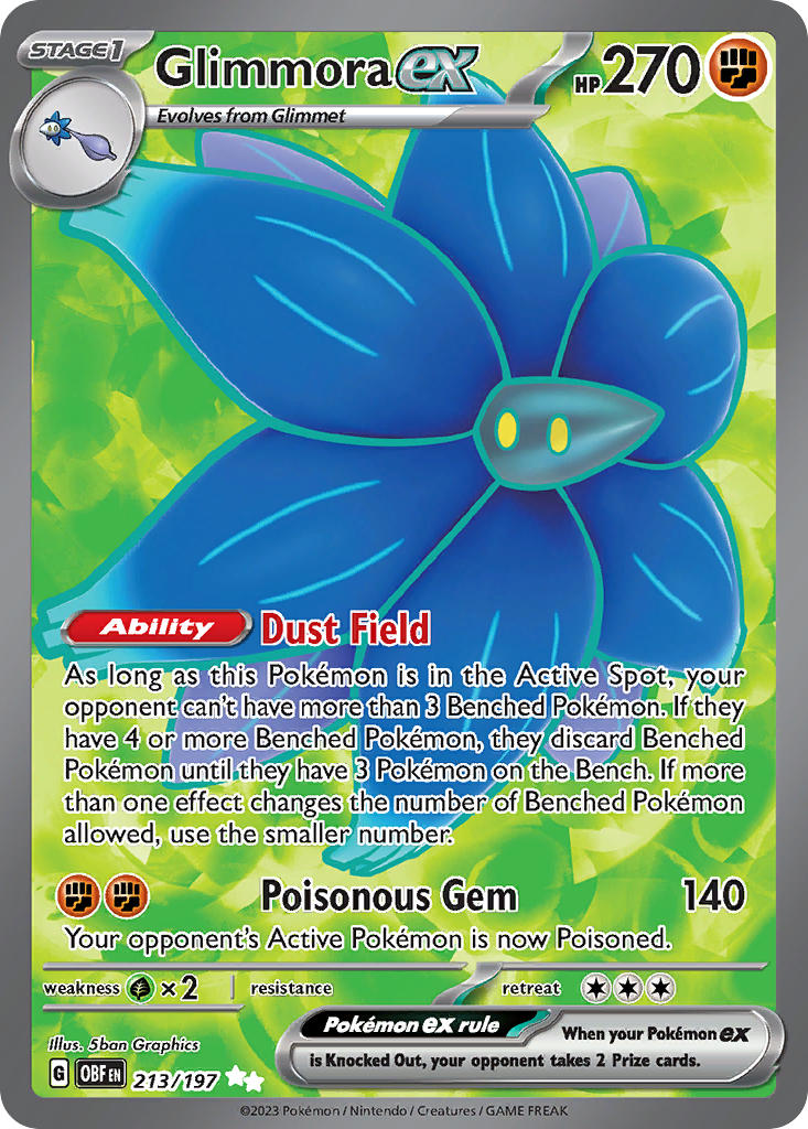 Pokemon TCG! Glimmora ex 2023 Obsidian Flames #213/197 Ultra Rare