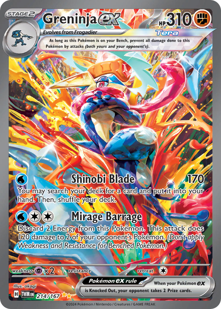 Pokemon TCG! Greninja ex 2024 Twilight Masquerade #214/167 Special Illustration Rare