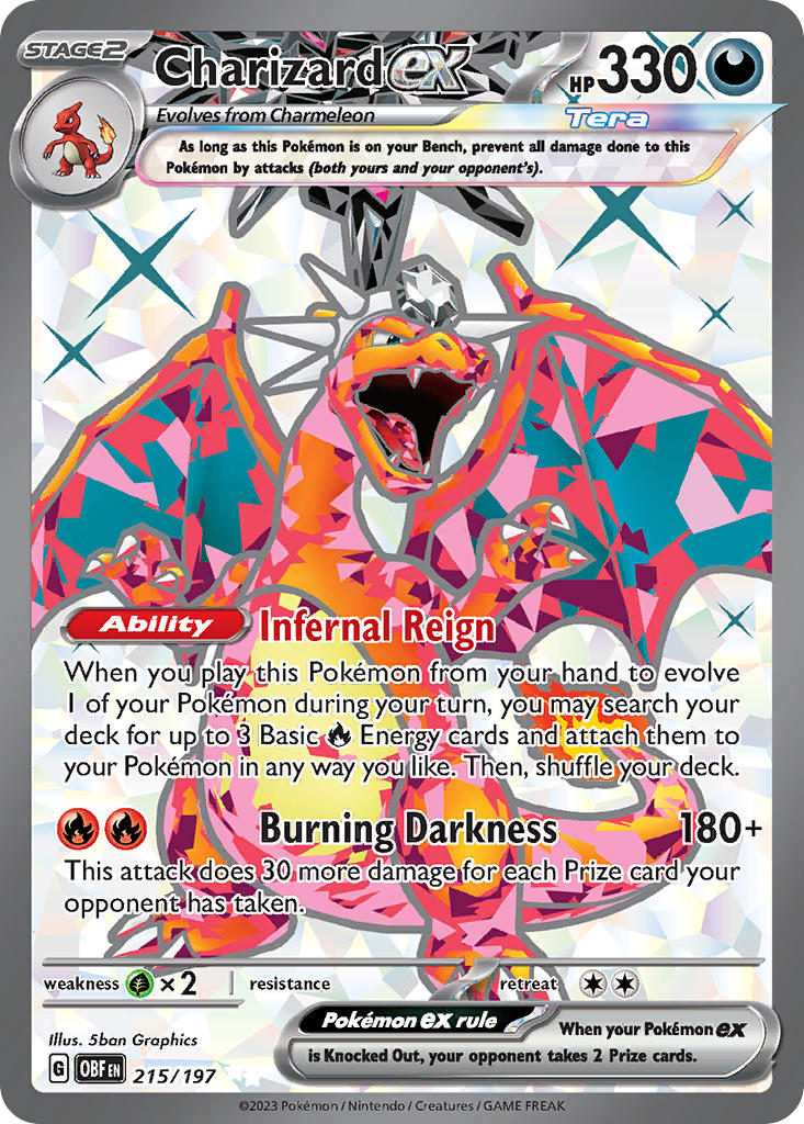 Pokemon TCG! Charizard ex 2023 Obsidian Flames #215/197 Ultra Rare
