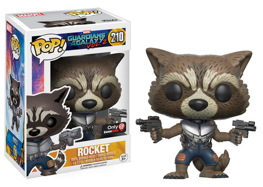 Funko Pop! Marvel Guardians of the Galaxy Vol. 2 - Rocket 210 GameStop Exclusive Figure + Pop Protector