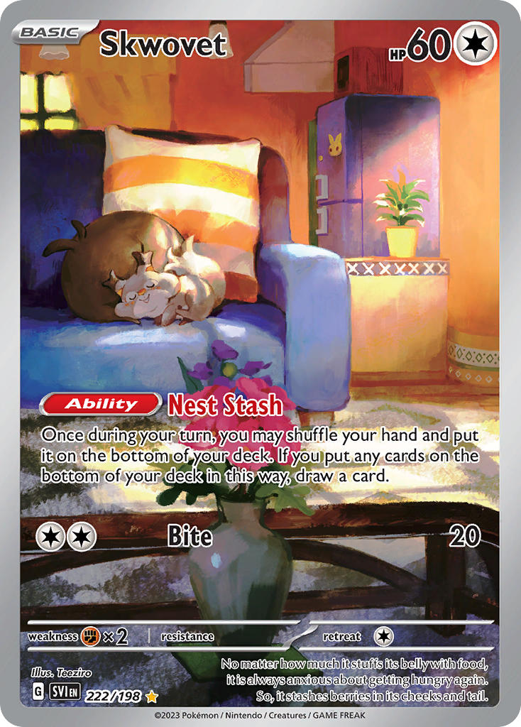 Pokemon TCG! Skwovet 2023 Scarlet & Violet #222/198 Illustration Rare