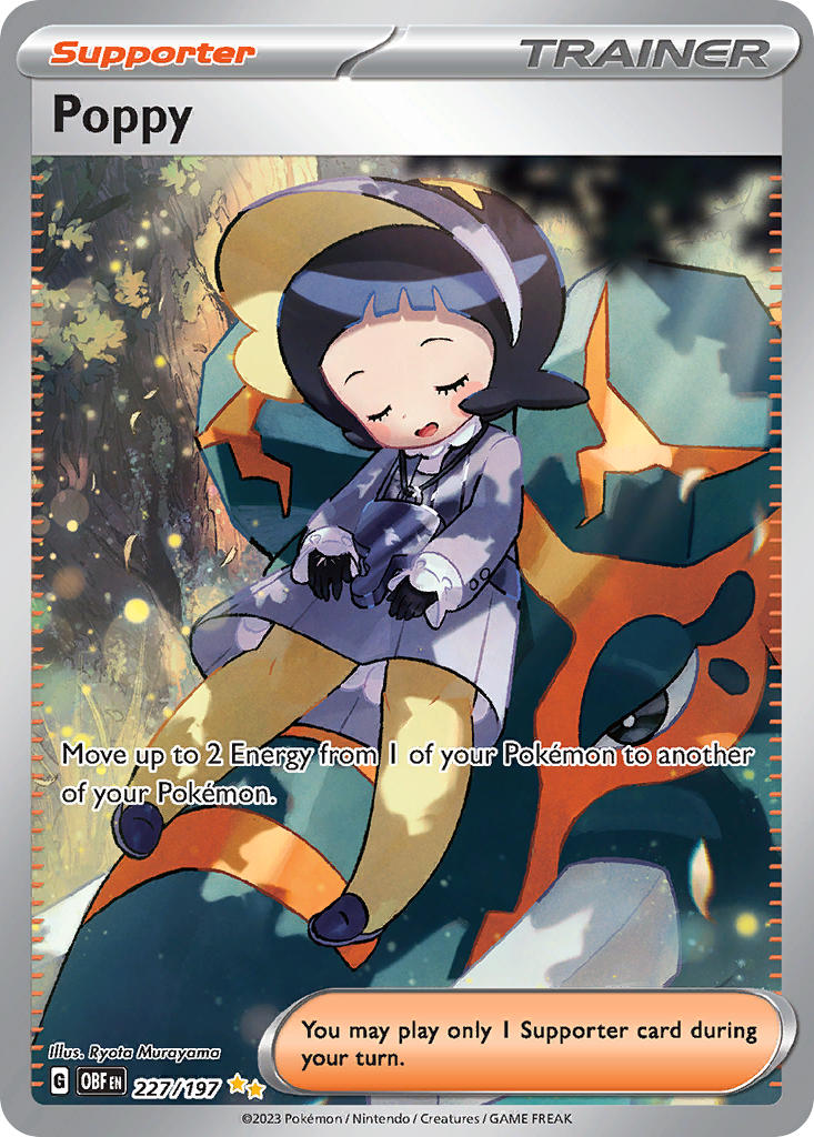 Pokemon TCG! Poppy 2023 Obsidian Flames #227/197 Special Illustration Rare