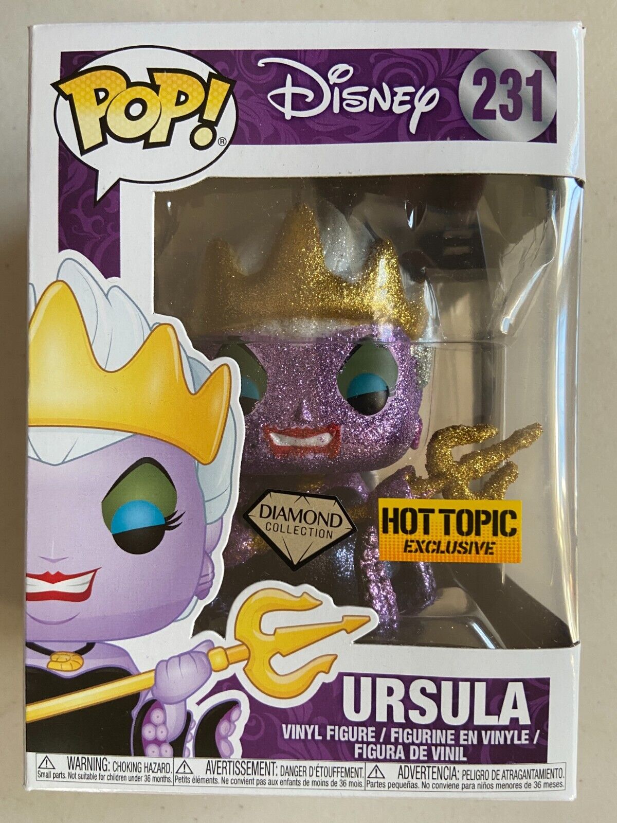 Funko Pop Disney Little Mermaid Diamond Edition Ursula #231 Hot Topic Exclusive + Protector