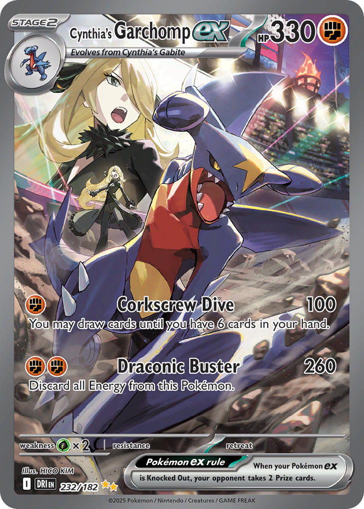 Pokemon TCG! Cynthia's Garchomp ex 2025 Destined Rivals #232/182 Special Illustration Rare