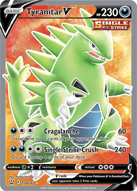 Pokemon TCG! Tyranitar V (Full Art) - SWSH05: Battle Styles (SWSH05)