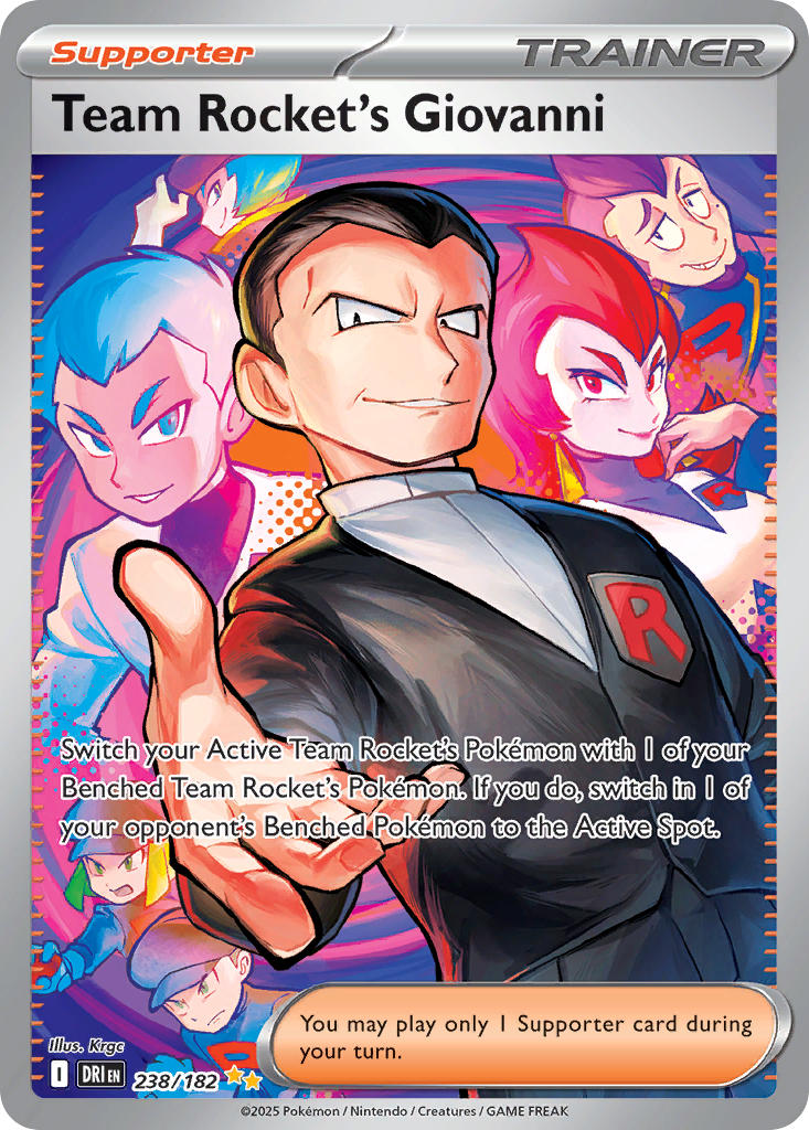 Pokemon TCG! Team Rocket's Giovanni 2025 Destined Rivals #238/182 Special Illustration Rare