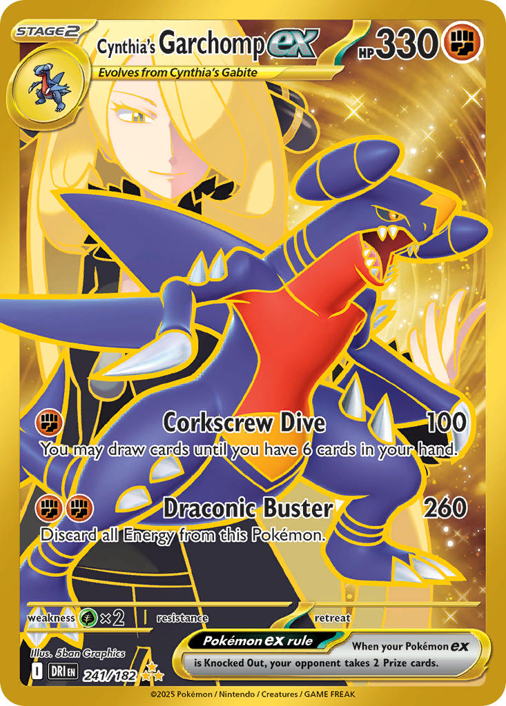 Pokemon TCG! Cynthia's Garchomp ex 2025 Destined Rivals #241/182 Hyper Rare