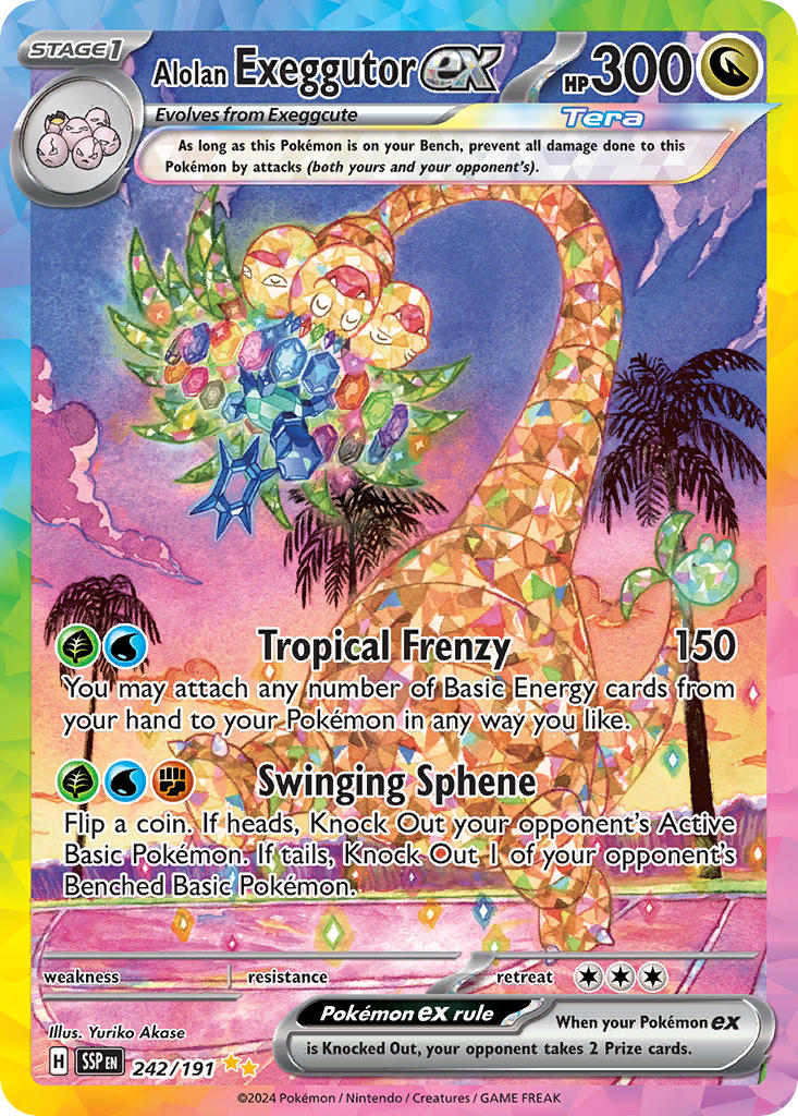 Pokemon TCG! Alolan Exeggutor ex 2024 Surging Sparks #242/191 Special Illustration Rare
