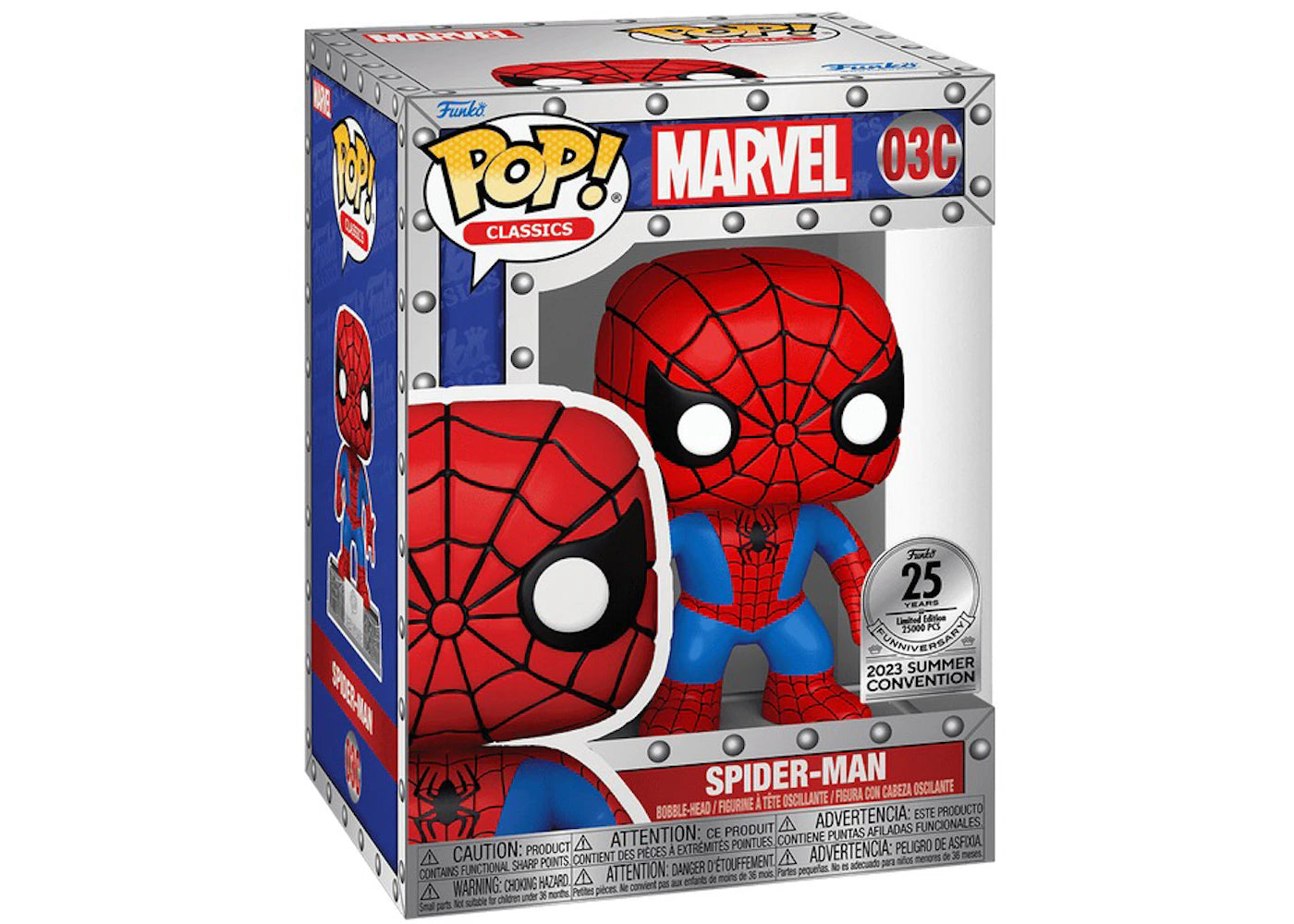 Funko Pop! Classics: Marvel Spider-Man 03C Funniversary Funko 25 Years Limited Edition 25000 PCS 2023 Summer Convention Exclusive + Free Protector