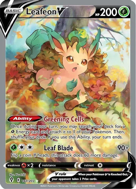 Pokemon TCG! Leafeon V (Alternate Full Art) - SWSH07: Evolving Skies (SWSH07)