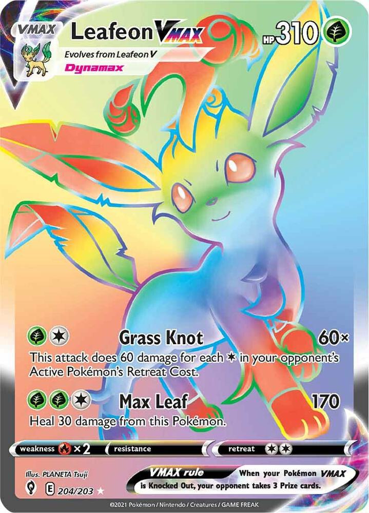 Pokemon TCG! Leafeon VMAX (Secret) - SWSH07: Evolving Skies (SWSH07)