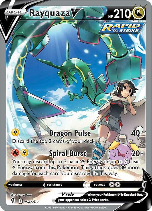 Pokemon TCG! Rayquaza V (Alternate Full Art) - SWSH07: Evolving Skies (SWSH07)