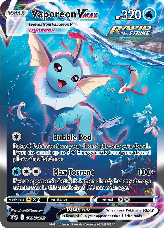 Pokemon TCG! Vaporeon VMAX - SWSH182 - SWSH: Sword & Shield Promo Cards (SWSD)