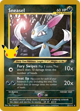 Pokemon TCG! Sneasel 2026 30th Celebration #25/111 Near Mint
