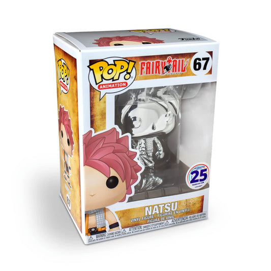 Funko POP! Fairy Tail #67  Natsu 25th anniversary Chrome 25 years funimation sticker exclusive + PROTECTOR!