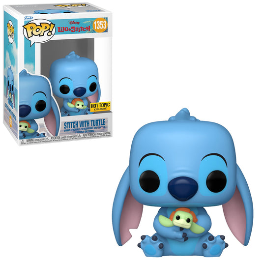 Funko Pop! Disney Lilo & Stitch - Stitch with Turtle 1353 Hot Topic Exclusive + Free Protector