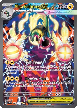 Pokemon TCG! Mega Eelektross ex 2026 Ascended Heroes #278/217 Special Illustration Rare Near Mint