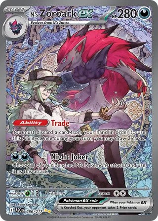 Pokemon TCG! N's Zoroark ex 2026 Ascended Heroes #286/217 Special Illustration Rare Near Mint