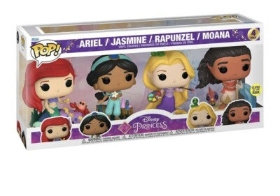 Funko Pop! Disney Princess Ariel / Jasmine / Rapunzel / Moana 4 Pack Glows in the Dark Figures Funko Pop Set