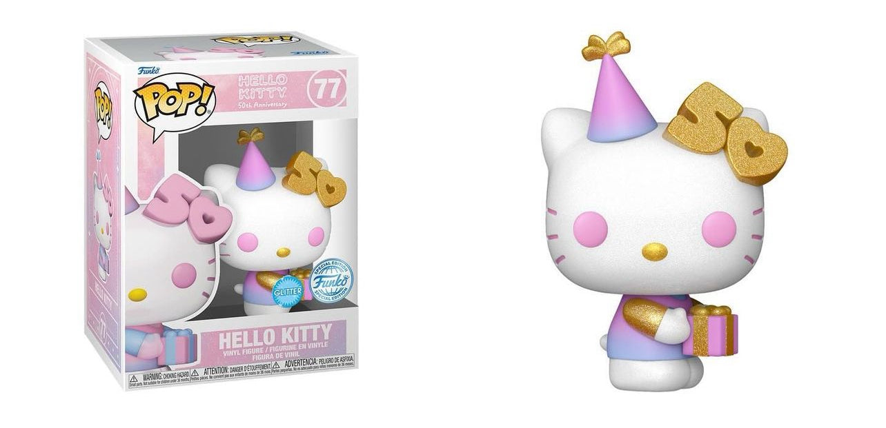 Funko Pop! Hello Kitty 50th Anniversary- Hello Kitty 77 Glitter Funko Special Edition + Free Protector