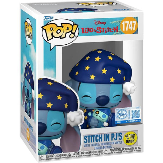 Funko Pop! Disney Lilo & Stitch - Stitch In PJ’s 1747 Glows in the Dark Funko Special Edition Figure + Pop Protector