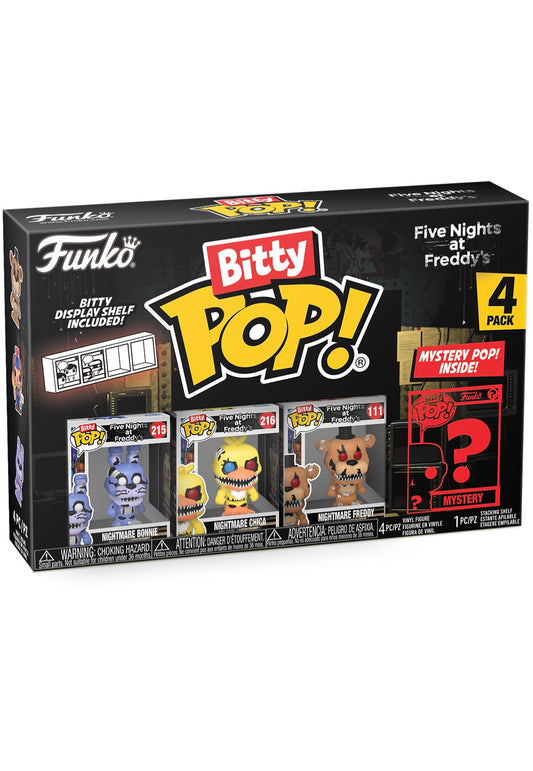 Funko Bitty Pop!: Five Nights at Freddy's (FNAF) Mini Collectible Toys 4-Pack - Nightmare Bonnie, Nightmare Chica, Nightmare Freddy & Mystery Chase Figure