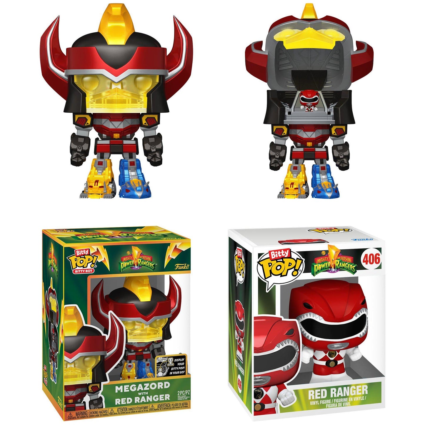 Funko Bitty Pop! Mighty Morphin Power Rangers : Megazord with Red Ranger Bitty Bot Figure