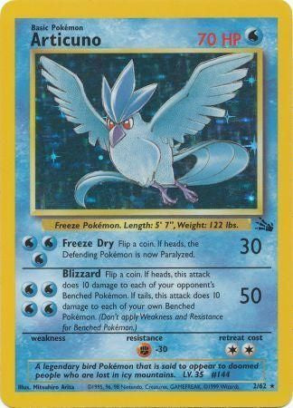 Pokemon TCG! Articuno 1999 Fossil Unlimited #2/62 Holo