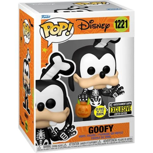Funko Pop! Disney Halloween Skeleton Goofy 1221 Glows in the Dark EE Exclusive +  Protector
