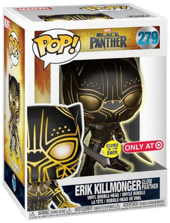 Funko Pop! Marvel Black Panther : Erik Killmonger Glow Panther 279 Target Exclusive Glows in the Dark (VAULTED) + Pop Protector