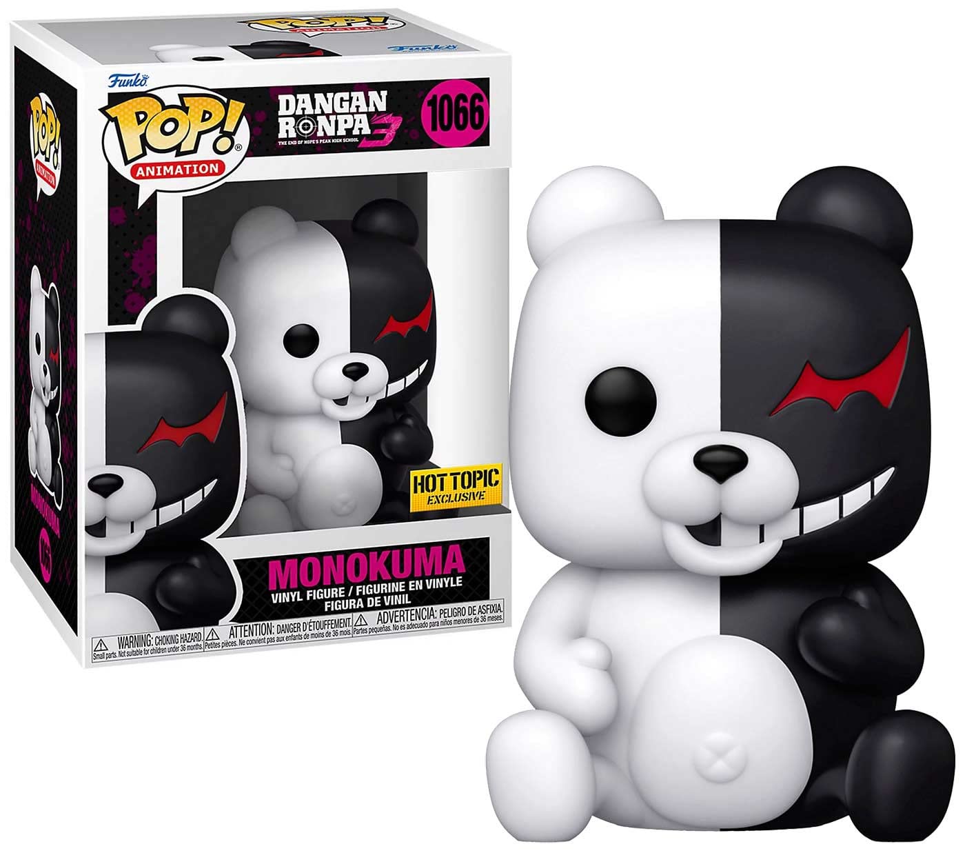 Funko Pop! Dangan Ropna 3 Monokuma 1066 Hot Topic Exclusive + Pop Protector