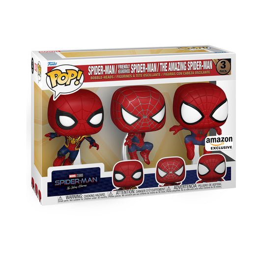 Funko Pop! Spider-Man No Way Home : Spider-Man / Friendly Neighborhood Spider-Man / The Amazing Spider-Man 3 Pack Amazon Exclusive Figure Set