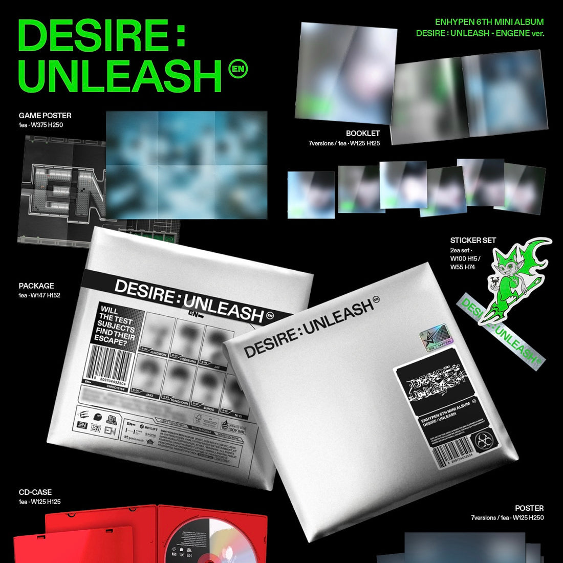 K-POP ENHYPEN - 6TH MINI ALBUM [DESIRE : UNLEASH] (ENGENE VER.) (7 VERSIONS) RANDOM
