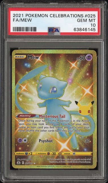 Pokemon TCG! 2021 POKEMON CELEBRATIONS #025 FA/MEW PSA 10