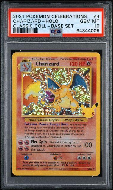 Pokemon TCG! 2021 POKEMON CELEBRATIONS CLASSIC COLLECTION #4 CHARIZARD-HOLO CLASSIC COLL-BASE SET PSA 10 GEM MINT
