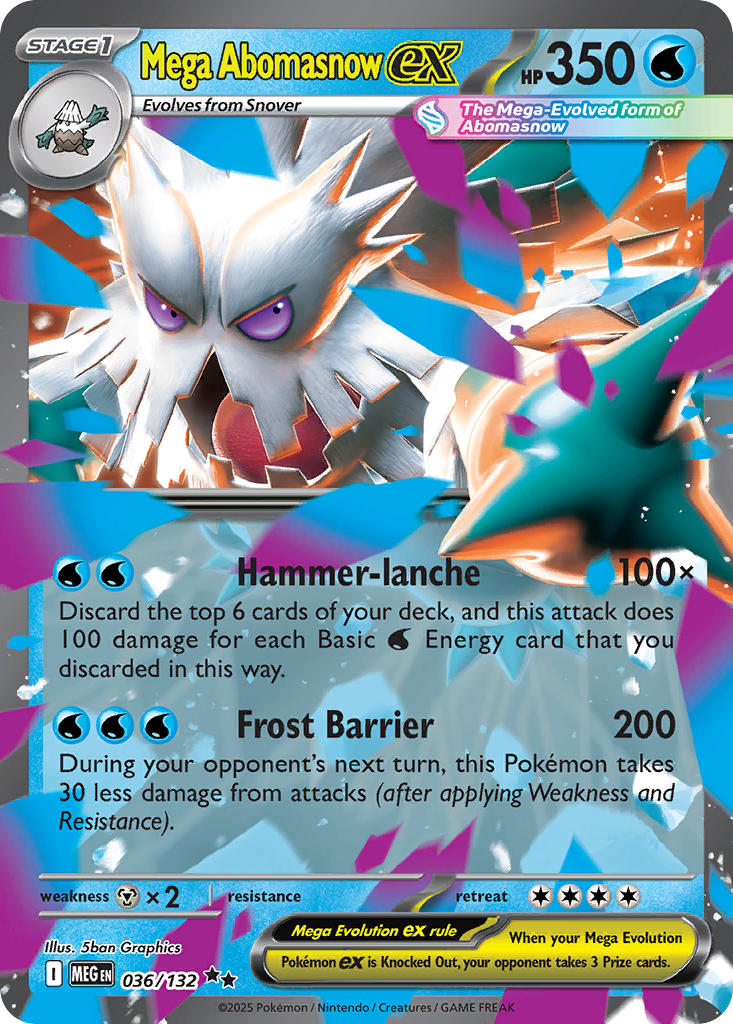 Pokemon TCG! Mega Abomasnow ex 2025 Mega Evolution #036/132 Ultra Rare Near Mint