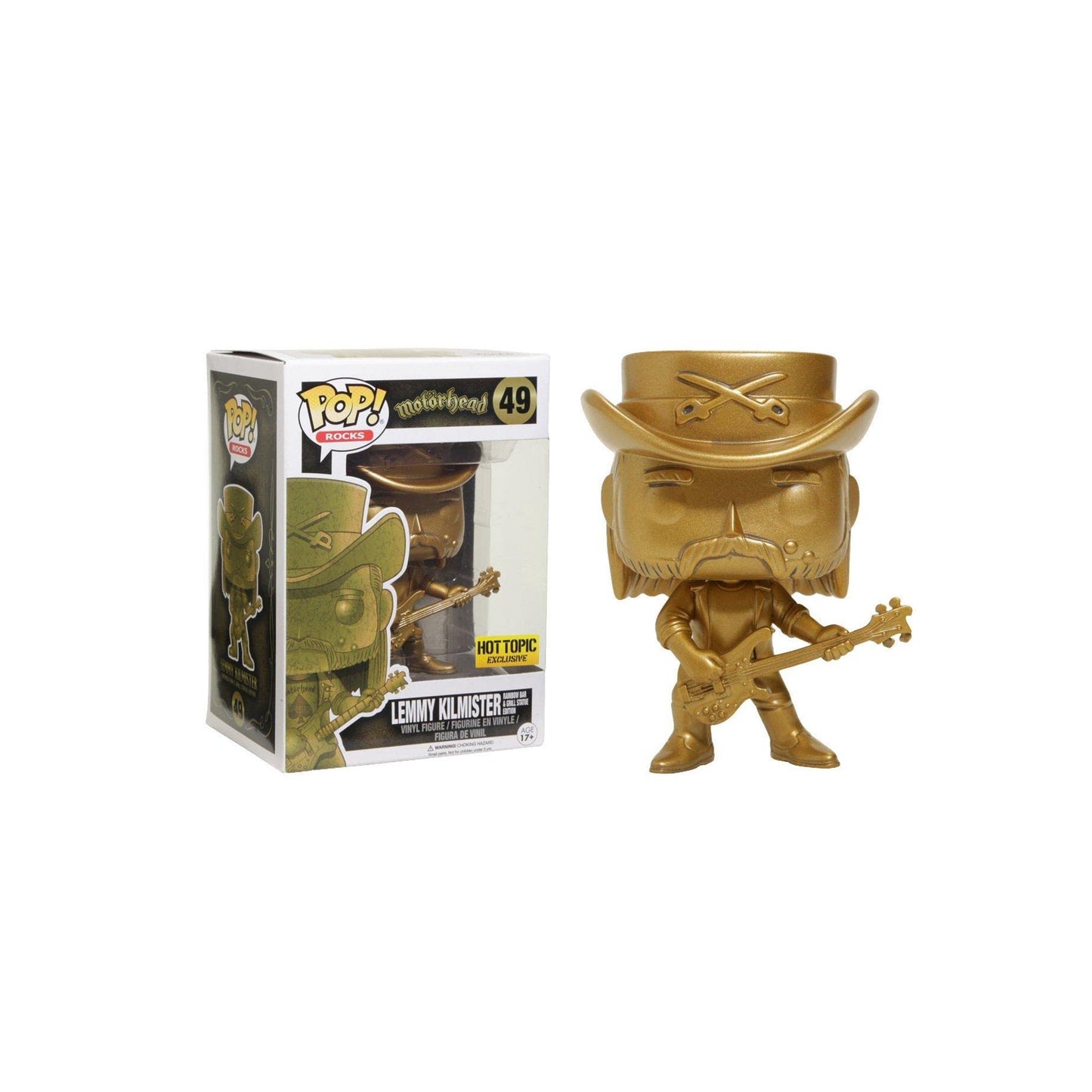 Funko Pop! Mötorhead - Gold Lemmy Kilmister Rainbow Bar & Grill Statue Edition 49 Hot Topic Exclusive +  Protector