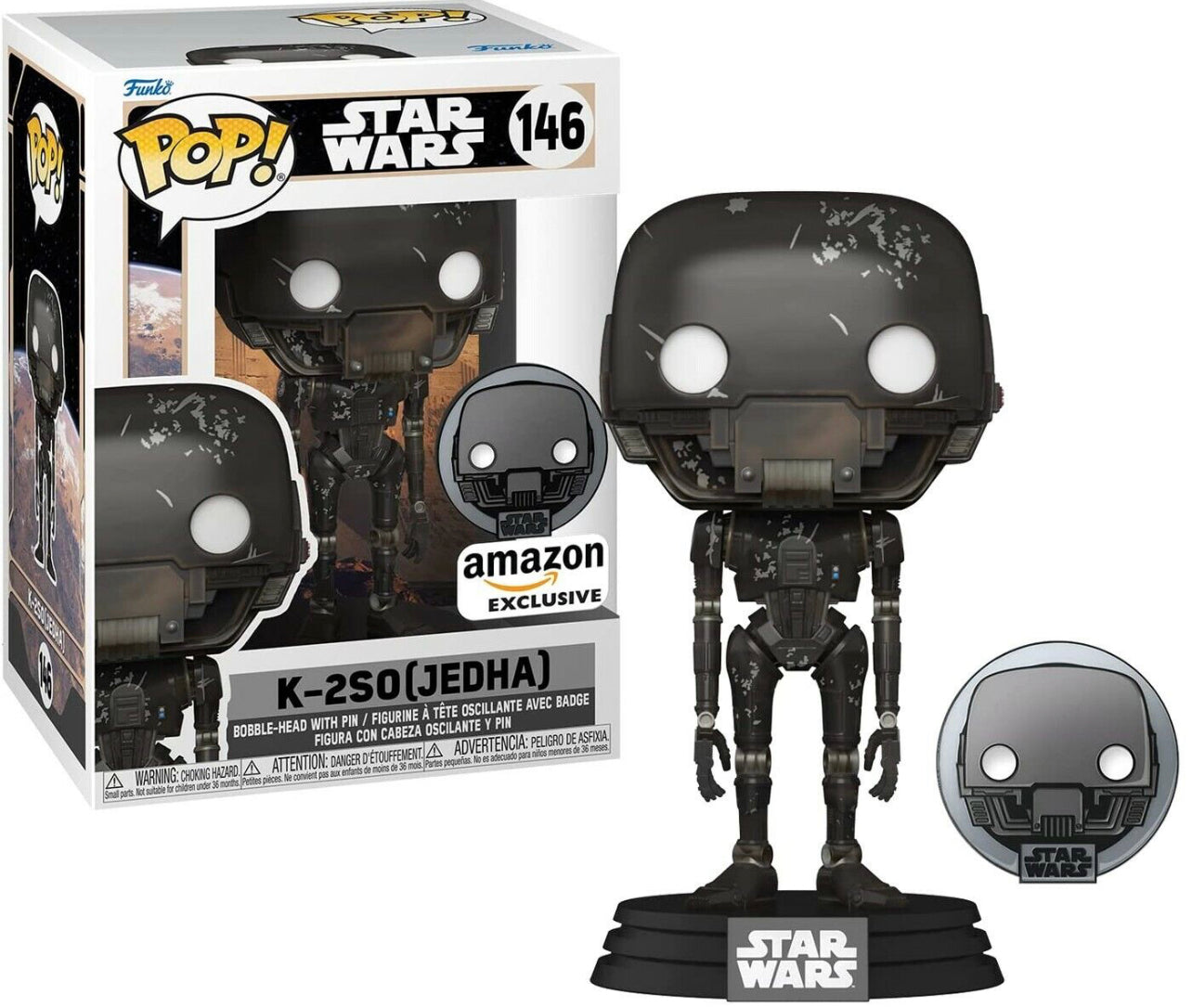 Funko Pop! Star Wars K-2SO (Jedha) 146 Amazon Exclusive + Free Protector