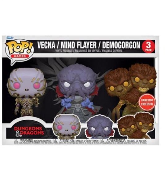 Funko Pop! Dungeons & Dragons - Vecna / Mind Flayer / Demogorgon 3 Pack Figures Canada GameStop Sticker Exclusive Set