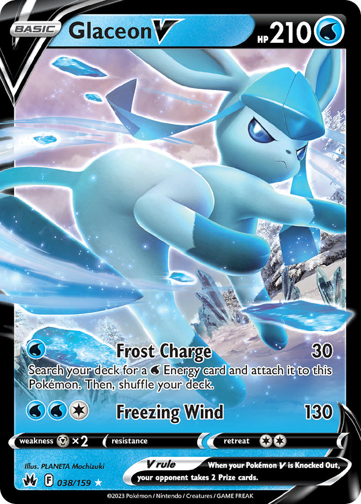 Pokemon TCG! Glaceon V 2023 Crown Zenith #038/159 Ultra Rare