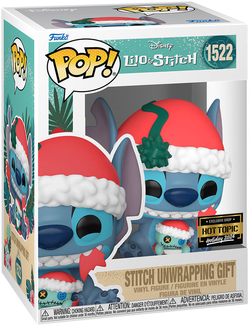 Funko Pop! Disney Lilo & Stitch : Holiday Stitch Unwrapping Gift 1522 Hot Topic Exclusive + Pop Protector