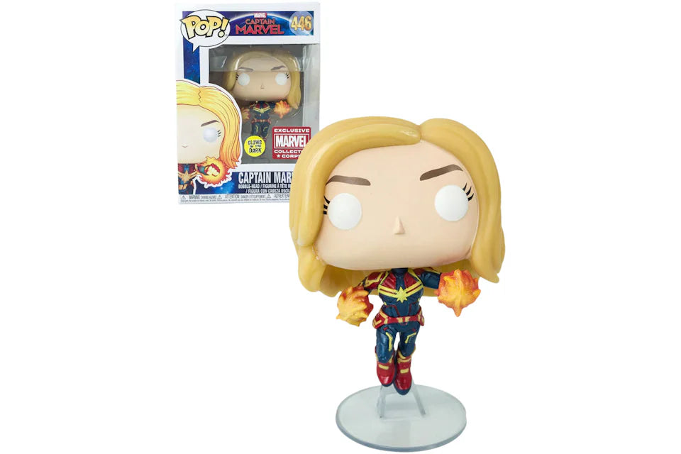 Funko POP! Marvel - Captain Marvel (Flying) #446 Marvel Collector Corps GITD + PROTECTOR!