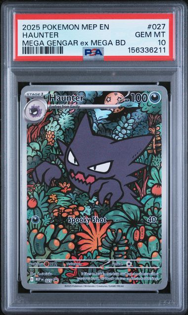 Pokemon TCG! 2025 POKEMON MEP EN-ME BLACK STAR PROMO #027 HAUNTER MEGA GENGAR ex MEGA BD PSA 10