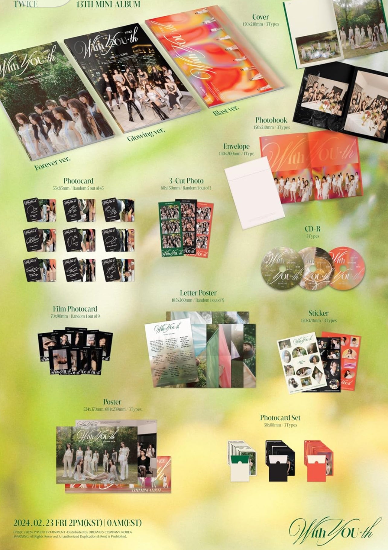 K-pop Twice WITH YOU-TH 13th Mini Album Blast Ver. (Photobook Version) [Folded Poster + Photocard Set]