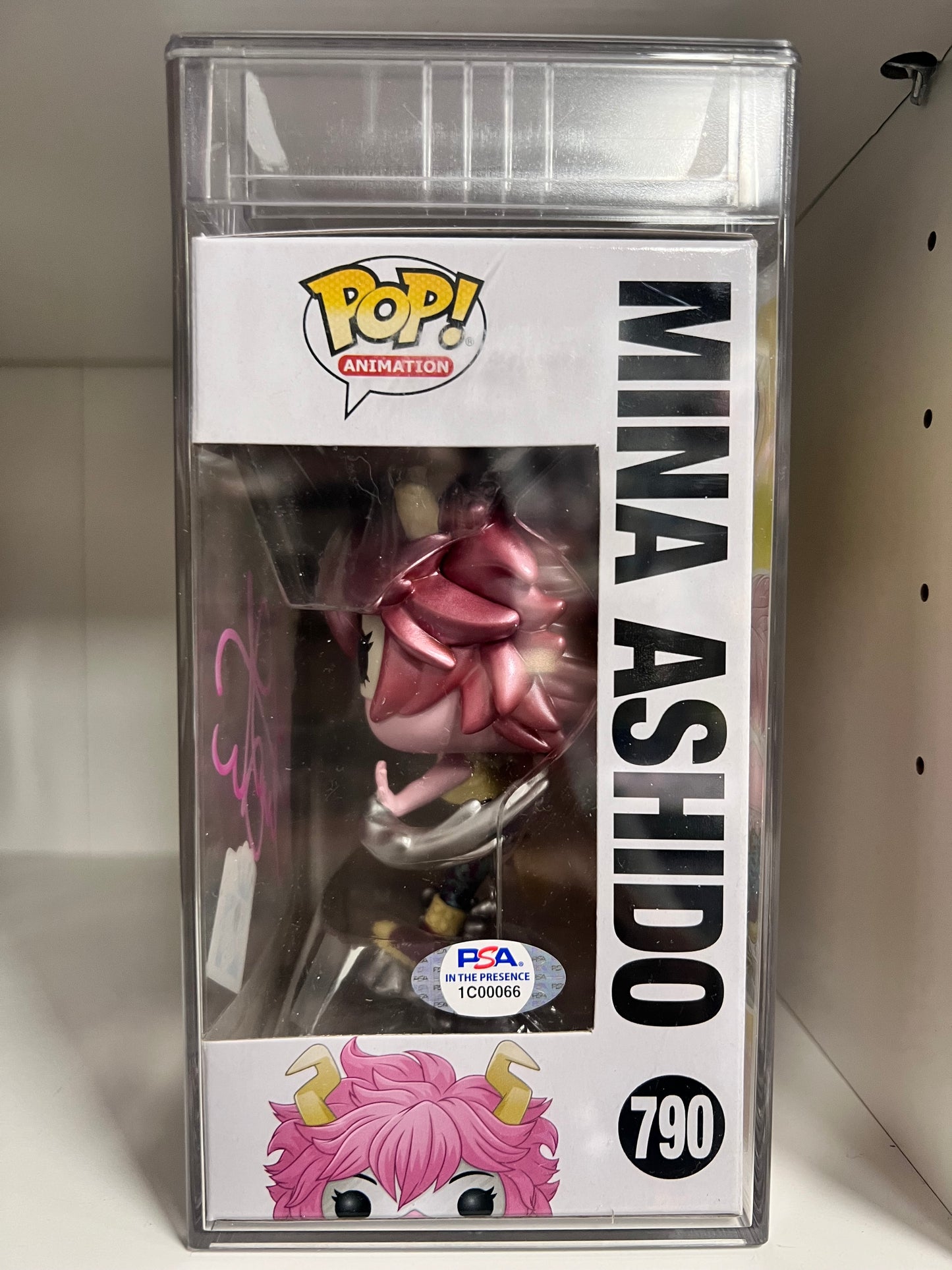 Funko Pop! My Hero Academia Mina Ashido Metallic 790 Funko Insider Club Figure Signed by Caitlin Glass PSA Authenticated