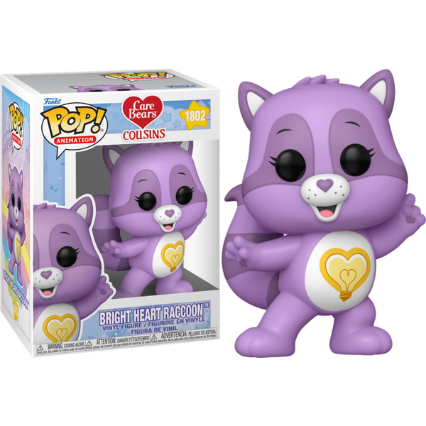 Funko Pop! Care Bears Cousins : Bright Heart Raccoon 1802 Figure + Pop Protector
