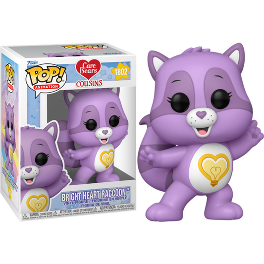 Funko Pop! Care Bears Cousins : Bright Heart Raccoon 1802 Figure + Pop Protector